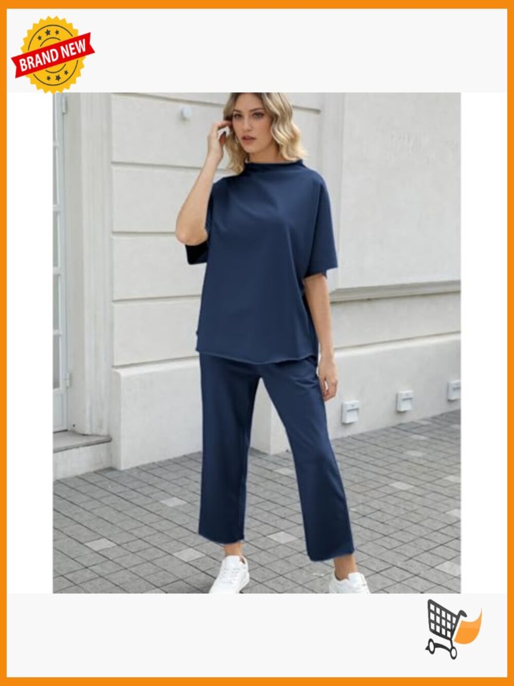 Women's Two Piece Lounge Set Batwing Sleeve Top Wide Leg Pants - Picture 5 of 7